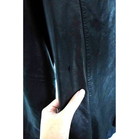 "Retail" Brandon Thomas 3-Buttoned Leather Blazer Jacket Black Size Medium