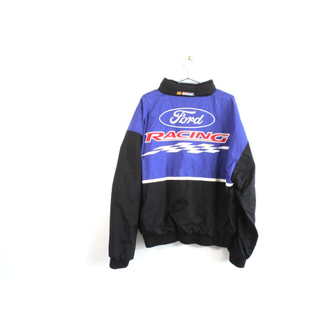 Racing Champions Apparel Ford Racing Jacket | 2XL Vintage NASCAR Style Outerwear | Retro Motorsports Team Bomber Coat | Classic Auto Racing Collectible Jacket