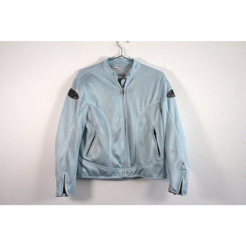 Joe Rocket Women’s Motorcycle Jacket Silver Light Blue | Protective Riding Gear | Armor Ready Street Bike Outerwear | Size L | Sportbike Touring Biker Jacket
