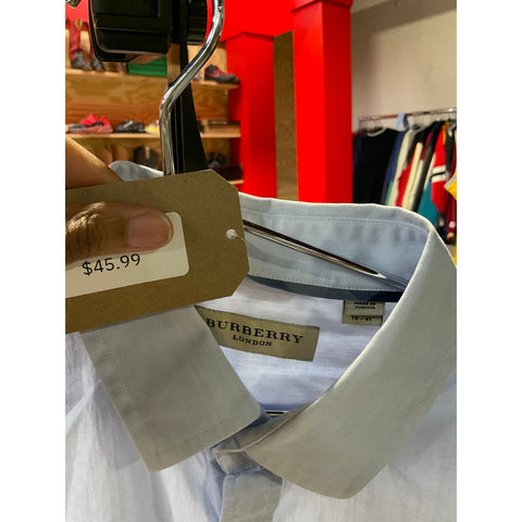 Burberry London Light Blue Long Sleeve Shirt – Classic Designer Button-Down with Timeless British Elegance