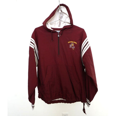 "Retail" Vintage Champion Arizona State 1/4 Zip Pullover Hooded Windbreaker Maroon Small