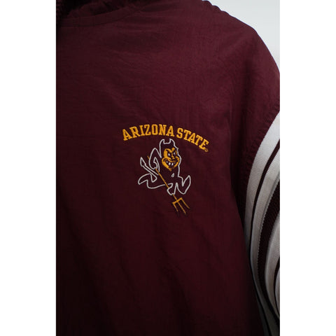 "Retail" Vintage Champion Arizona State 1/4 Zip Pullover Hooded Windbreaker Maroon Small