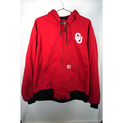 "Retail" Carhartt University of Oklahoma Logo Embroidered Ripstop Active Jacket Red XL