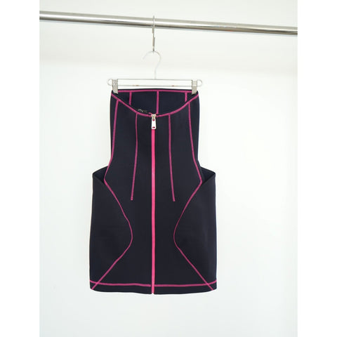 "Retail" MCQ by Alexander Mcqueen Neoprene Bustier Dress Navy Blue/Pink Women's