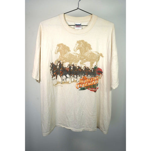 "Retail" Vintage Gildan The Budweiser Clydesdales Horse Graphic Tee Shirt White XL