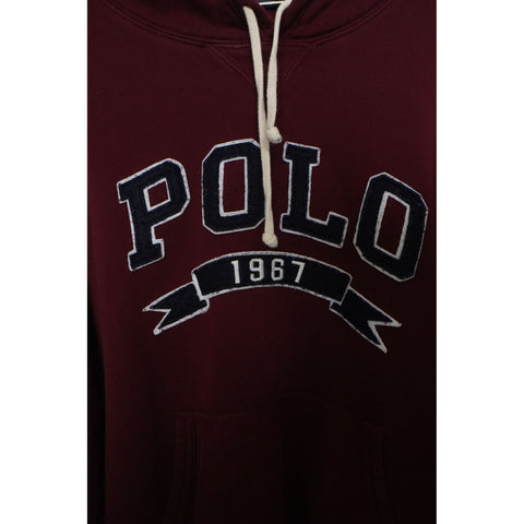 "Retail" Polo Ralph Lauren POLO 1967 Embroidered Pullover Hoodie Maroon Size XL