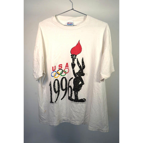 "Retail" Vintage 90s Hanes Warner Bros Bugs Bunny 1996 USA Olympics Tee Shirt XL
