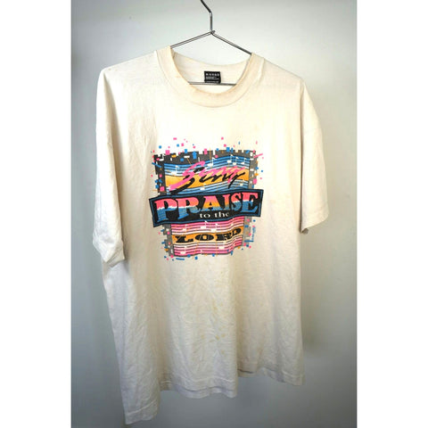 "Retail" Vintage FOTL Sing Praise To The Lord Tee Shirt White XXL Single Stitch Made in USA