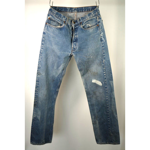 "Retail" Vintage Levi's Paint 501 Splattered Button-Fly Straight Leg Denim Jeans 34x31.5