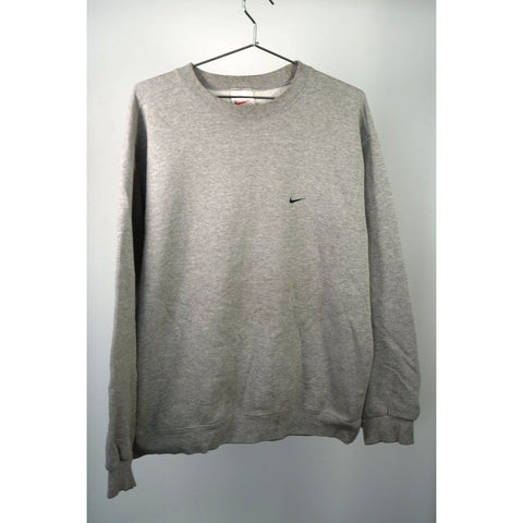 "Retail" Vintage Nike Swoosh Embroidered Crewneck Pullover Sweatshirt Gray Large