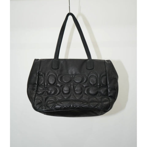 "Retail" Coach Legacy Turn Lock Quilted Leather Tote Bag Black 21237 Women's