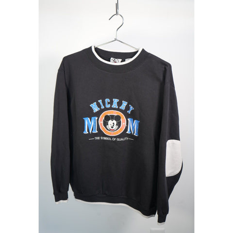 "Retail" Vintage Mickey & Co. Disney Mickey MOM Embroidered Pullover Sweatshirt Black M