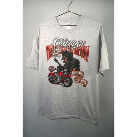 "Retail" Vintage 2001 Harley-Davidson Chicago Illinois Front Back Graphic Tee Shirt Gray XL