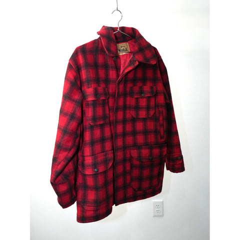 "Retail" Vintage Woolrich Red & Black Buffalo Plaid Hunting Winter Wool Jacket Size 44