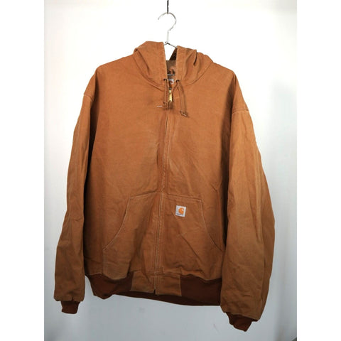 "Retail" Vintage Carhartt Thermal Lined Canvas Full Zip Active Jacket Brown 2XL Tall Made in USA