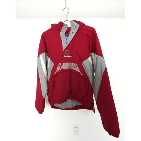 "Retail" Vintage Starter Alabama Crimson Tide 1/2 Zip Pullover Puffer Jacket Red/Gray XL