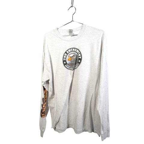 "Retail" 2nd Amendment America's Original Homeland Security Long Sleeve Tee Shirt Gray XL