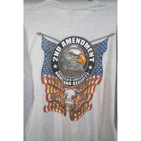 "Retail" 2nd Amendment America's Original Homeland Security Long Sleeve Tee Shirt Gray XL