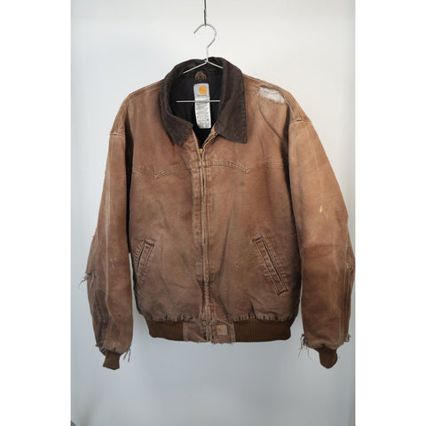 "Retail" Carhartt J14 DKB Quilt Lined Canvas Full Zip Santa Fe Jacket Dark Brown 2XL