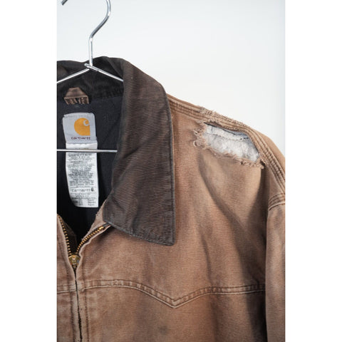 "Retail" Carhartt J14 DKB Quilt Lined Canvas Full Zip Santa Fe Jacket Dark Brown 2XL