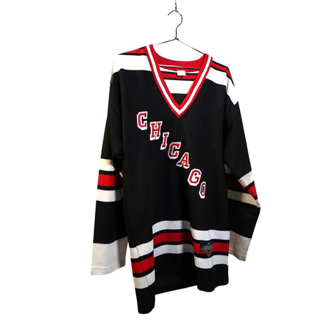 "Retail" VTG Underground Gear Chicago Blackhawks V-Neck Ice Hockey Jersey Large Men's