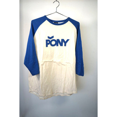 "Retail" Vintage Pony Stitched #82 Baseball Long Sleeve Tee Shirt Blue/White Large
