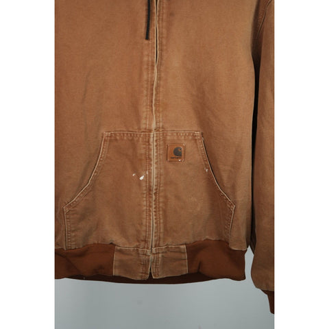 "Retail" Vintage Carhartt J160 BRN Thermal Lined Canvas Full Zip Active Jacket Brown M
