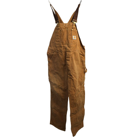 "Retail" Carhartt Unlined Canvas Double-Knee Workwear Bib Overalls Brown W39 Men's