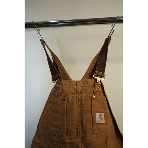 "Retail" Carhartt Unlined Canvas Double-Knee Workwear Bib Overalls Brown W39 Men's