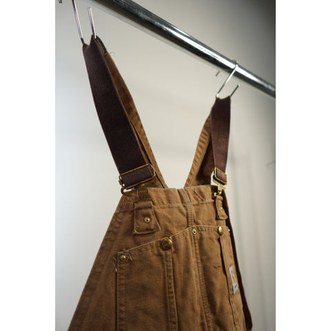 "Retail" Carhartt Unlined Canvas Double-Knee Workwear Bib Overalls Brown W39 Men's