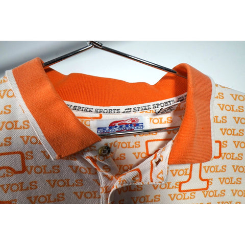 "Retail" Vintage Spike Sports Tennessee Volunteers AOP Polo Shirt Orange/White Large