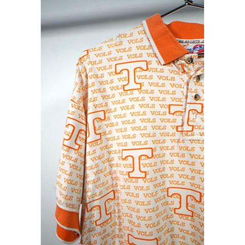 "Retail" Vintage Spike Sports Tennessee Volunteers AOP Polo Shirt Orange/White Large