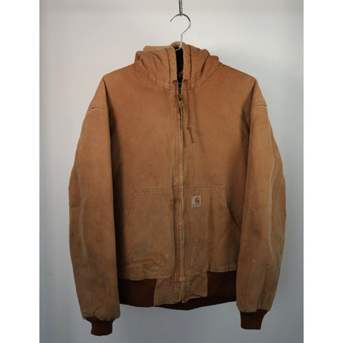 "Retail" Vintage Carhartt Flannel Quilt Lined Canvas Full Zip Active Jacket Brown L