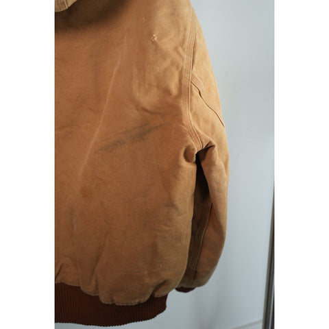 "Retail" Vintage Carhartt Flannel Quilt Lined Canvas Full Zip Active Jacket Brown L
