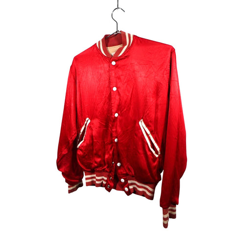 "Retail" Vintage Felco Plain Red Cotton-Lined Snap Varsity Jacket