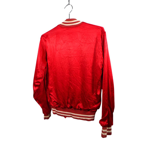 "Retail" Vintage Felco Plain Red Cotton-Lined Snap Varsity Jacket