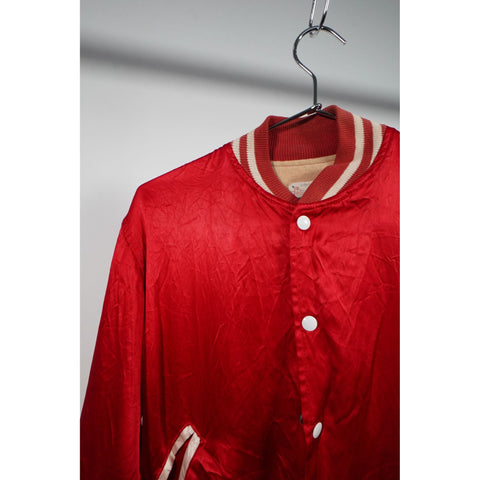 "Retail" Vintage Felco Plain Red Cotton-Lined Snap Varsity Jacket