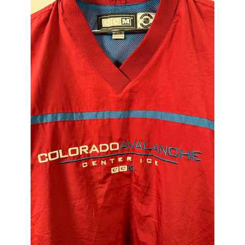 "Retail" Vintage CCM Colorado Avalanche Center Ice Pullover Windbreaker Red/Blue Large